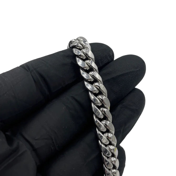 10K WHITE GOLD MIAMI CUBAN CHAIN 9.00MM 17"