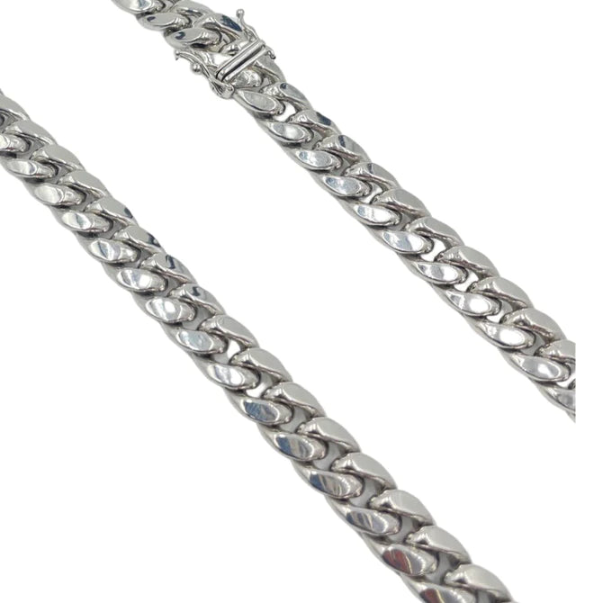 10K WHITE GOLD MIAMI CUBAN CHAIN 9.00MM 17"