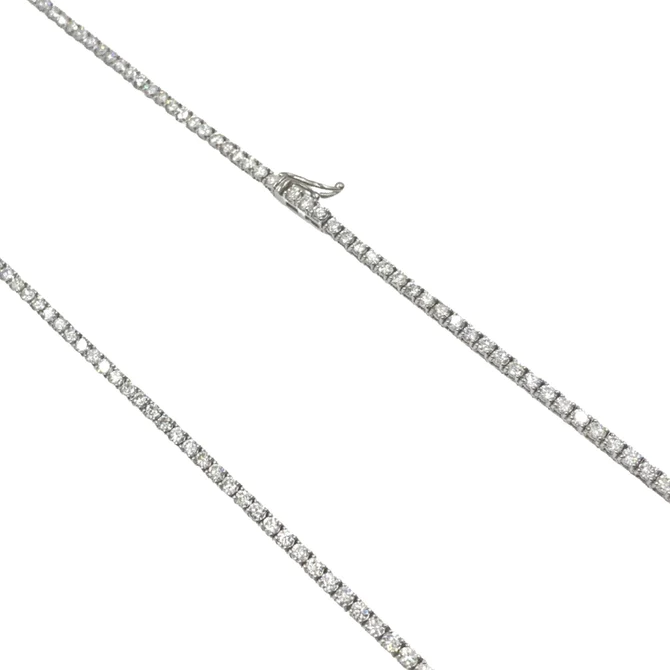 14K WHITE GOLD DIAMOND TENNIS CHAIN 10.42 CTTW 2.50MM