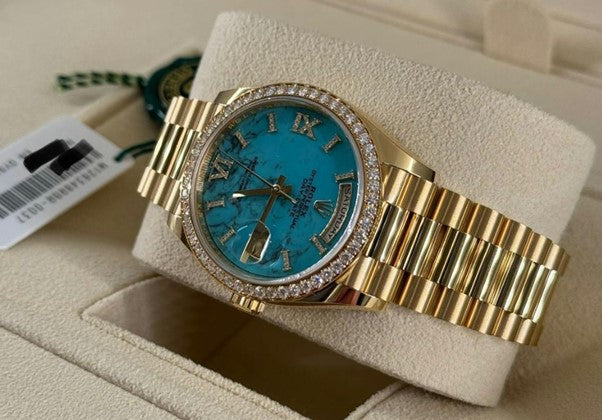 Rolex - Daydate 36 Yellow Gold, Diamond Bezel, Diamond Dial 128348RBR